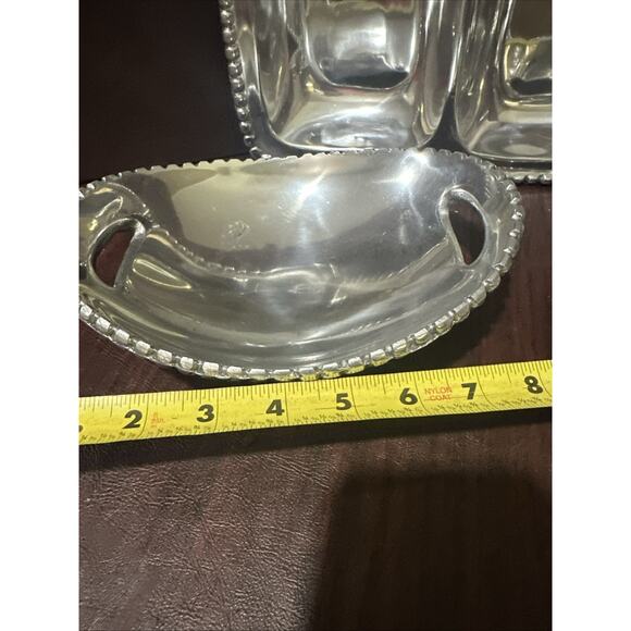 Amazon.com | PARIJAT HANDICRAFT Indian dinnerware stainless  Pewter Beaded Bowl, 8”platter, 16”3 Compartment Platter Made India Handicrafts